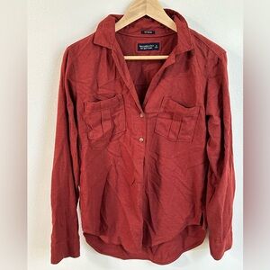 Abercrombie Fitch Boyfriend Soft AF Flannel Shirt Rust Color Size Small